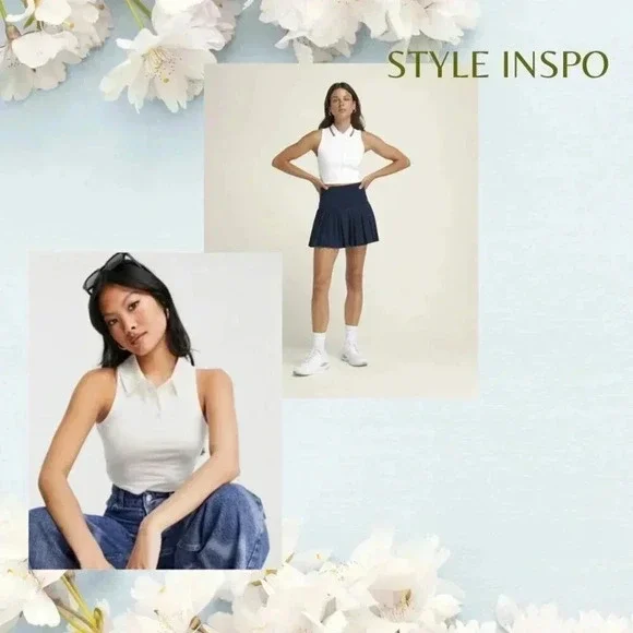 Aritzia Sun-deh White Cropped Polo Tank Medium - Picture 3 of 4